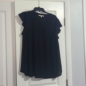 Danielrainn women's black half button up sheer top